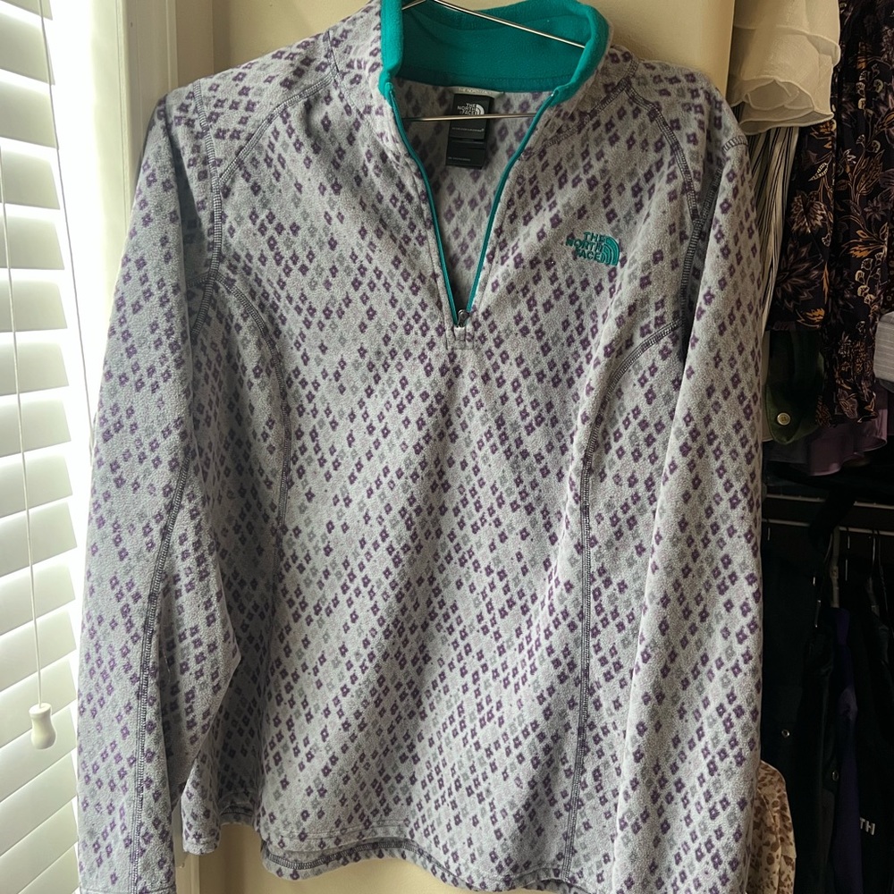 The North Face Purple Diamond and Teal Fleece Quarter Zip
